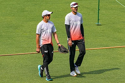 | Photo: PTI/Swapan Mahapatra : Indias captain Shubman Gill and head coach Gautam Gambhir during a training session ahead of the first Test match between India and South Africa, at Eden Gardens, in Kolkata. The match is scheduled to be held from November 14 to 18, 2025.