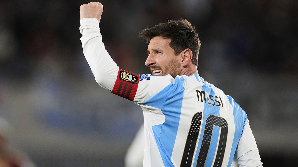 | Photo: AP/Gustavo Garello : File photo of Argentina's Lionel Messi celebrating scoring his side's third goal against Venezuela during a FIFA World Cup 2026 qualifying match at the Monumental stadium in Buenos Aires, on Thursday, September 4, 2025.