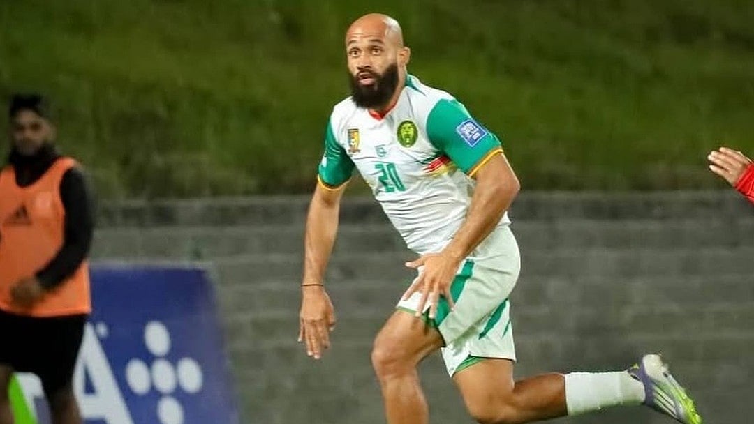 X : Bryan Mbeumo in action for Cameroon.