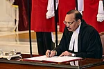 PTI : Nov. 24, 2025, Justice Surya Kant signs the documents after taking oath as the 53rd Chief Justice of India (CJI), at Rashtrapati Bhavan in New Delhi