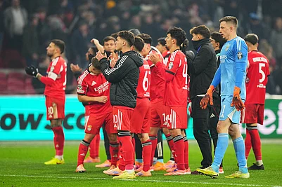 | Photo: AP/Peter Dejong : Benfica players celebrate their victory at the Champions League opening phase soccer match between Ajax and SL Benfica in Amsterdam, Netherlands.
