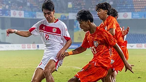 | Photo: X/IndianFootball : India U17 players in action against Lebanon U17 during the AFC U17 Asian Cup Qualifiers match on November 28, 2025.