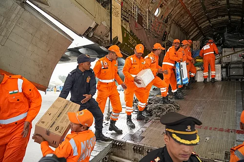 @DrSJaishankar/X via PTI Photo : In this image posted on Nov. 29, 2025, NDRF personnel along with a consignment of Indian humanitarian aid, arrive in cyclone-hit Sri Lanka as part of Operation Sagar Bandhu.