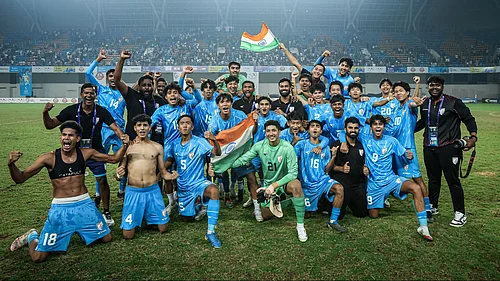 AIFF : India celebrate their win over Iran and entry into the AFC U-17 Asian Cup 2026.