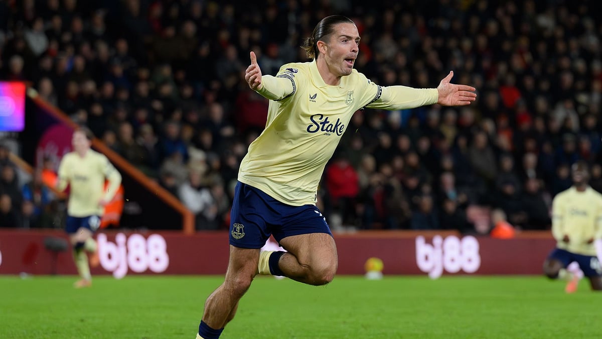 Grealish celebrates his winner against Bournemouth