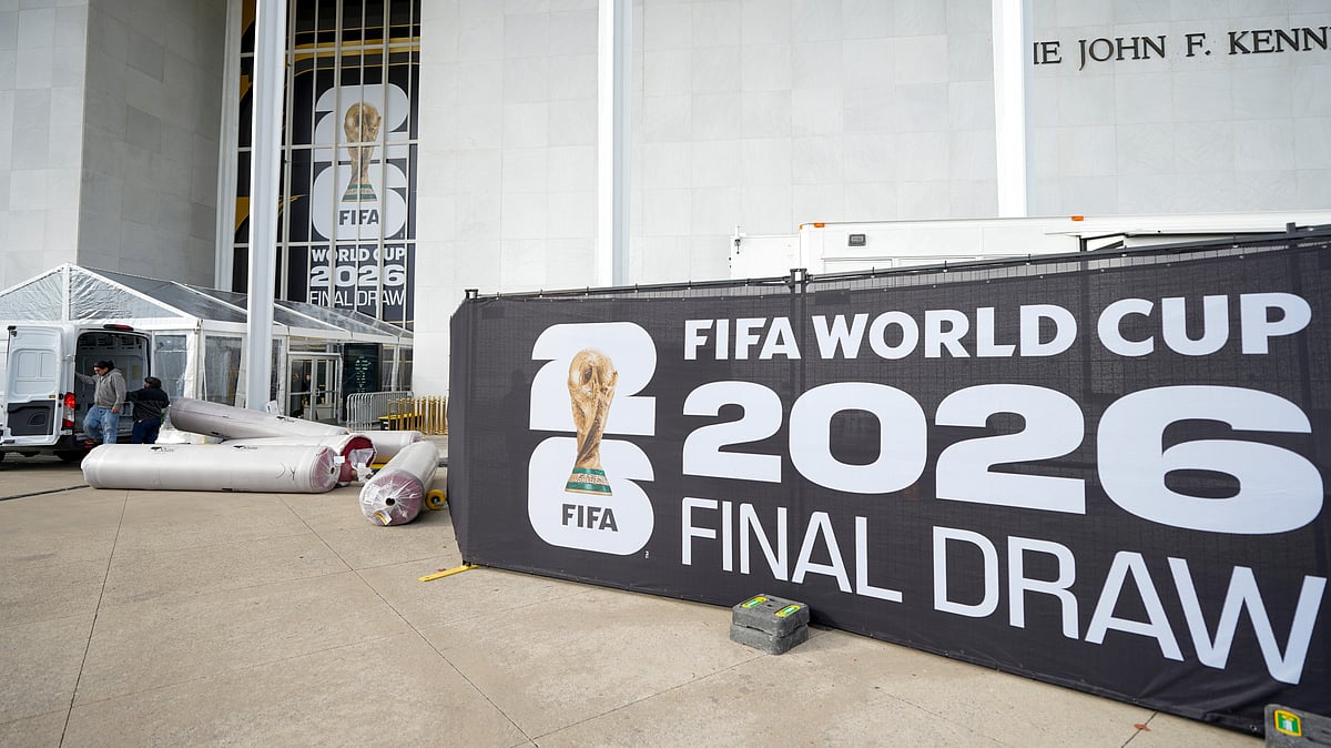 | Photo: AP/Chris Carlson : The red carpet is delivered prior to the final draw for the FIFA World Cup 2026 at the Kennedy Center in Washington on December 4 2025. 