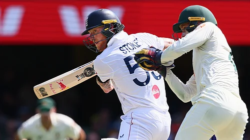 AP/Tertius Pickard : Englands captain Ben Stokes plays a shot during the second Ashes cricket test match.