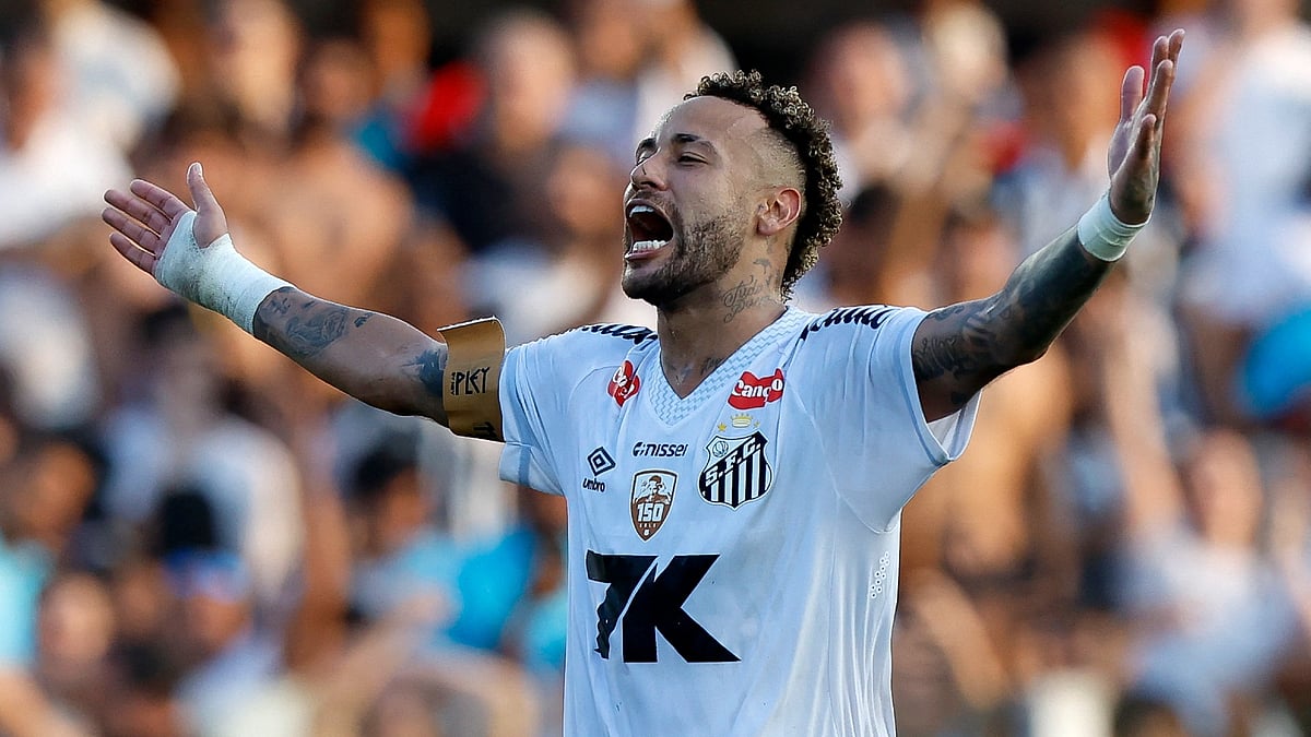 File : File photo of Neymar in action for Santos.