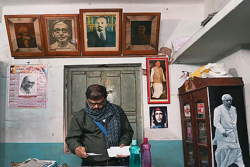 | Photo: Sandipan Chatterjee : The Old-world Charm: A CPI(M) comrade working at the party’s office in Kamarpurkar in Hoogly district of West Bengal