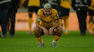 | Photo: AP/Dave Shopland : Wolverhampton Wanderers' Andre reacts after the English Premier League match against Manchester United on December 8, 2025.