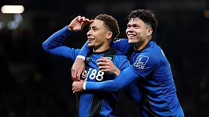 Opta : Marcus Tavernier celebrates his goal against Manchester United