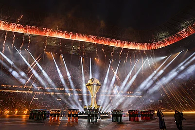 | Photo: AP : Performers take part in the opening ceremony of the Africa Cup of Nations and the opening group A soccer match between Morocco and Comoros in Rabat, Morocco.