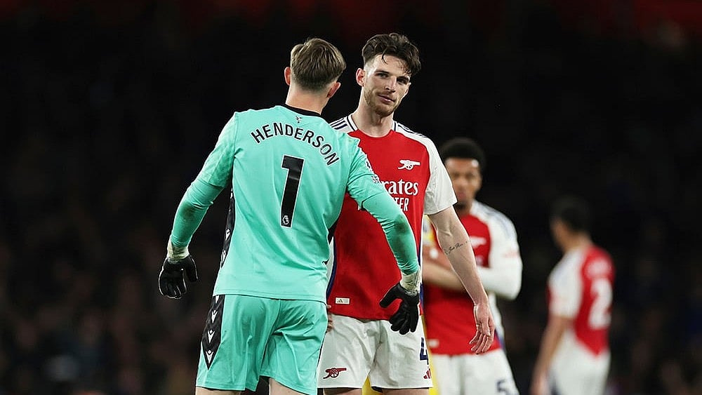 | Photo: AP/Ian Walton : Declan Rice and Dean Henderson after Arsenal's clash against Crystal Palace in the EPL last year 