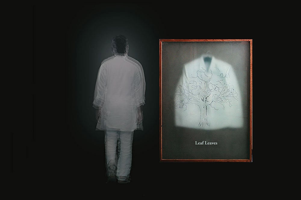 (Left) The Cave Inside (right) Leaf Leaves Artworks by Sudarshan Shetty 	 