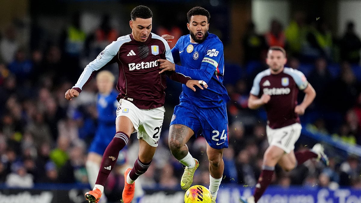 Adam Davy/PA via AP : Joao Pedro's faint touch saw Chelsea lead Aston Villa