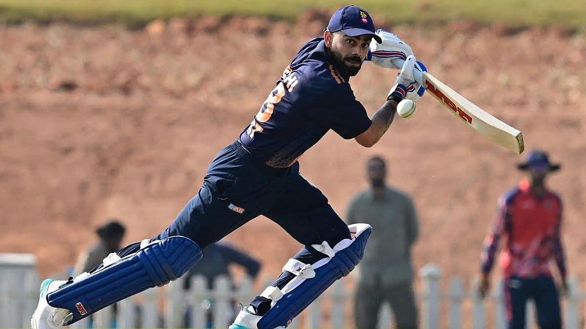 | Photo: X/delhi_cricket : Delhis Virat Kohli in action during the Vijay Hazare Trophy Elite Group stage match against Andhra on December 24, 2025.