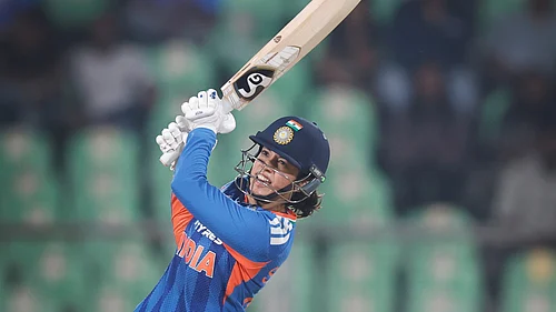 | Photo: X/BCCIWomen : Indias Smriti Mandhana in action during the fourth womens T20I against Sri Lanka on December 28, 2025.