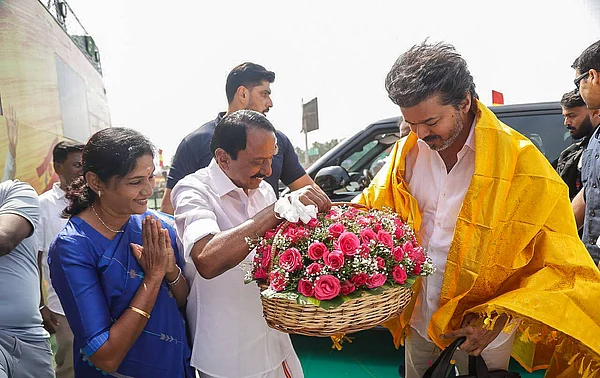 xSeshadrixSukumarx : Supporters gather in Erode as TVK founder and actor Vijay addresses a massive public meeting in Erode, Tamil Nadu.