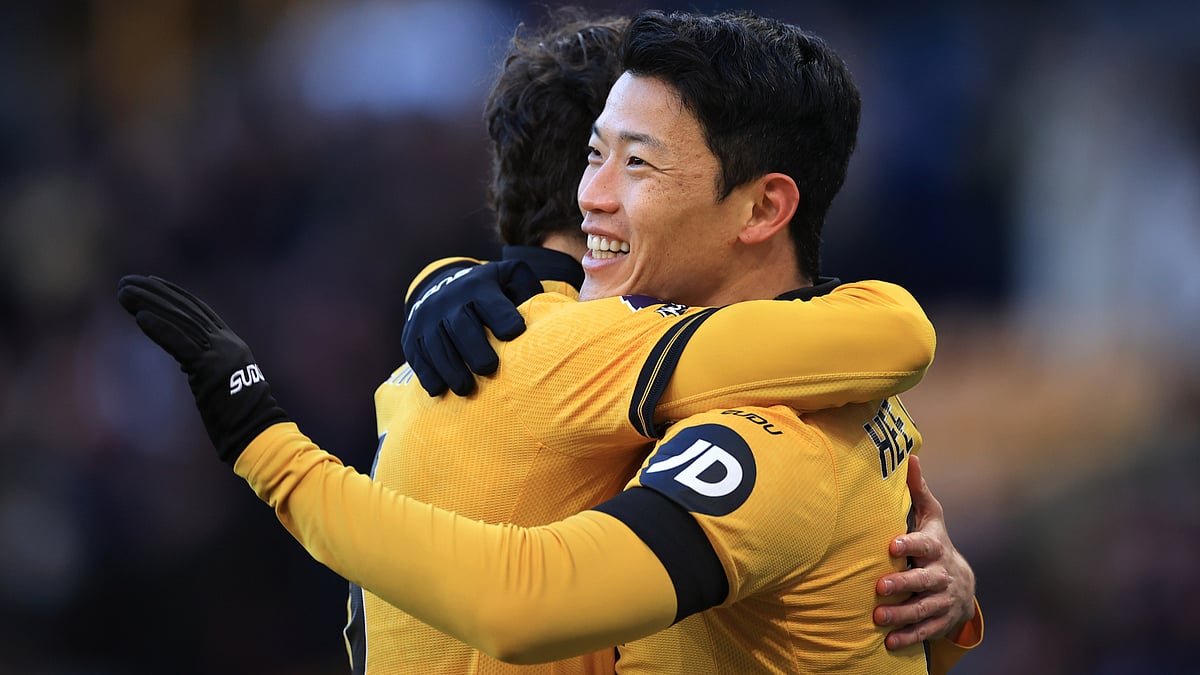 Hwang Hee-Chan celebrates after starring for Wolves at Molineux