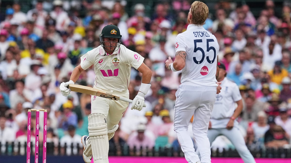 | Photo: AP/Mark Baker : Australias Marnus Labuschagne takes a run during play on day two of the fifth and final Ashes cricket test between England and Australia in Sydney, Monday, Jan. 5, 2026.