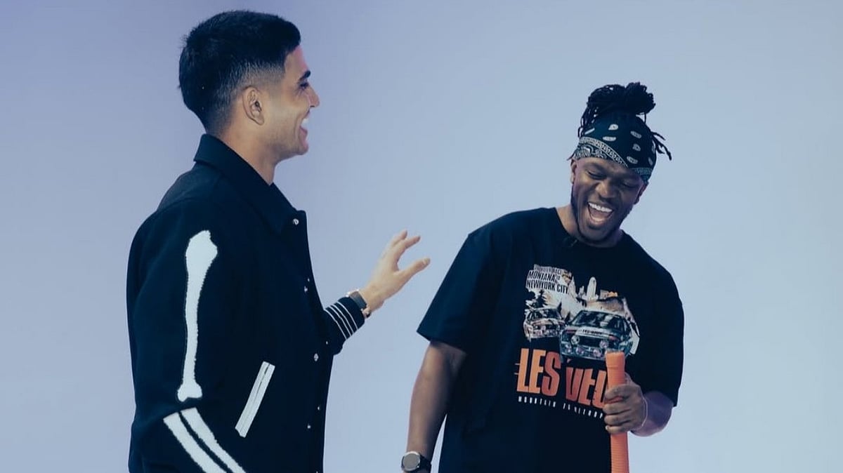 X : Shubman Gill (left) having a fun moment with KSI.