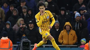 Opta : Kaoru Mitoma celebrates after scoring against Manchester City