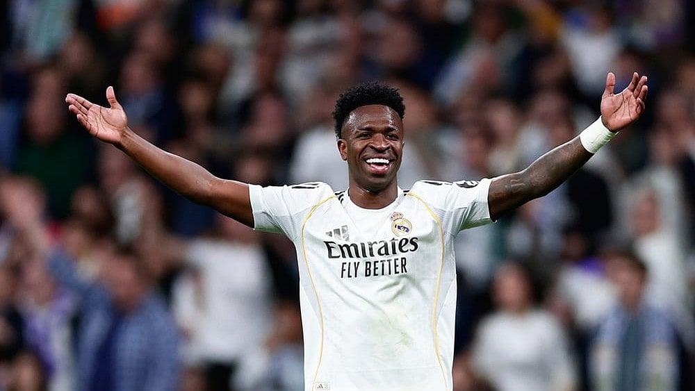 | Photo: AP/Pablo Garcia : Real Madrid's Vinicius Junior gestures during the Spanish La Liga soccer match between Real Madrid and Real Betis Sevilla in Madrid, Spain.