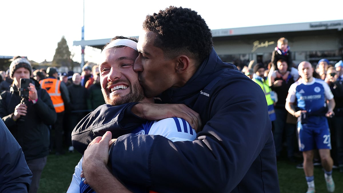 Bandaged captain Paul Dawson (L) was among the scorers as Macclesfield stunned Crystal Palace