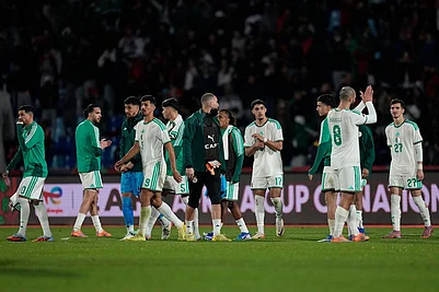 | Photo: AP/Themba Hadebe : Algerias players leave the field following the Africa Cup of Nations quarterfinal soccer match between Algeria and Nigeria in Marrakech, Morocco.