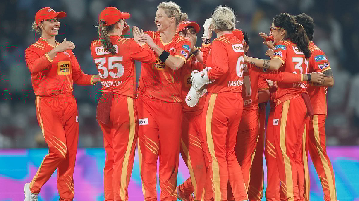 | Photo: X/wplt20 : Gujarat Giants Sophie Devine celebrates a wicket during the Womens Premier League match against Delhi Capitals on January 11, 2026.