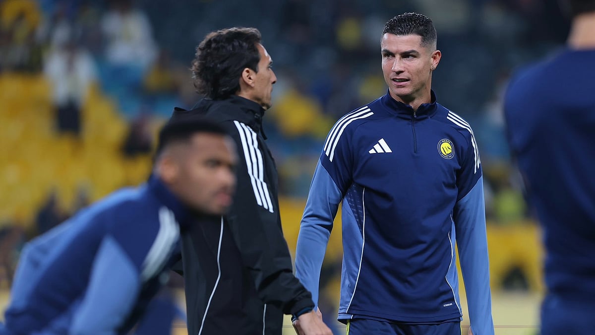 | Photo: X/AlNassrFC_EN : Al-Nassr's Cristiano Ronaldo in training ahead of the Saudi Pro League match against Al-Hilal on January 12, 2026.