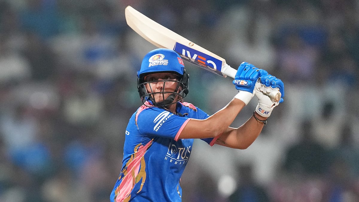 PTI : Mumbai Indians captain Harmanpreet Kaur plays a shot during their Womens Premier League match against Gujarat Giants at the DY Patil Stadium in Navi Mumbai.
