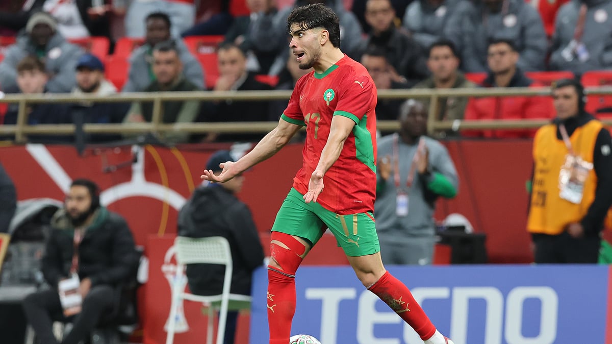| Photo: X/Youssef Loulidi : Morocco's Abdessamad Ezzalzouli reacts during the Africa Cup of Nations semi-final match against Nigeria on Wednesday, January 14, 2026.