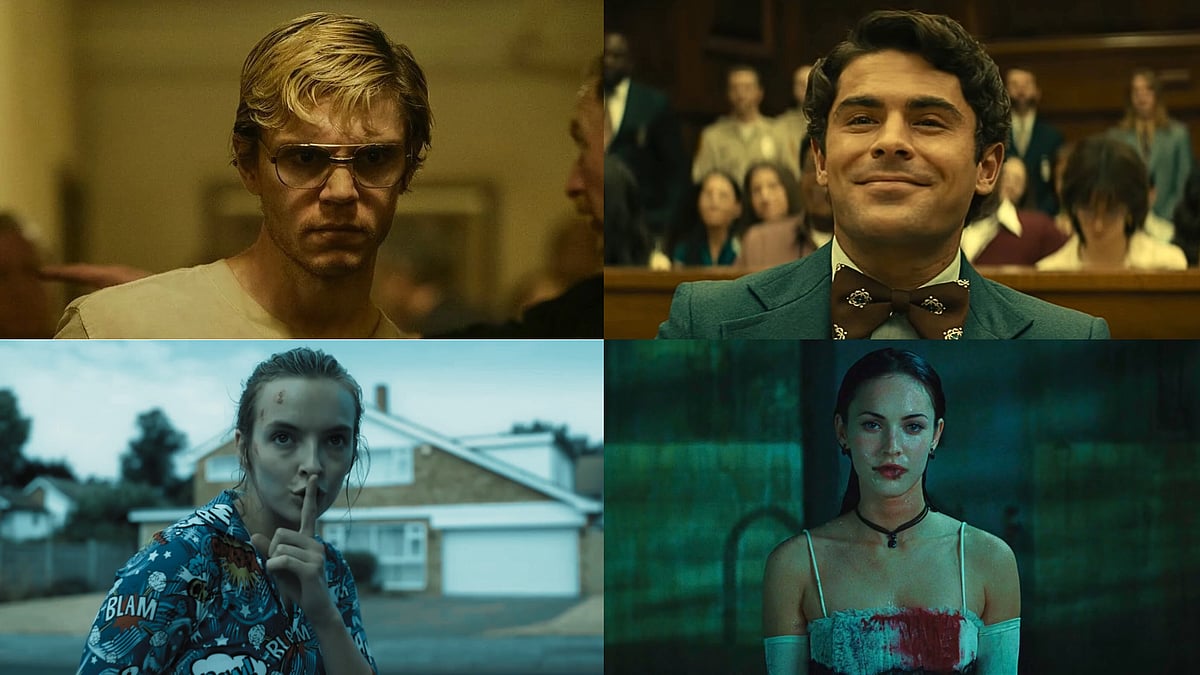 Illustration : Stills from Jennifer’s Body (2009), Dahaad (2023), Dahmer (2022) & Killing Eve (2018-22)