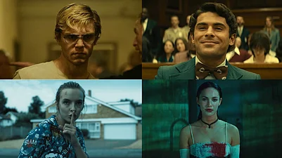Illustration : Stills from Jennifer’s Body (2009), Dahaad (2023), Dahmer (2022) & Killing Eve (2018-22)