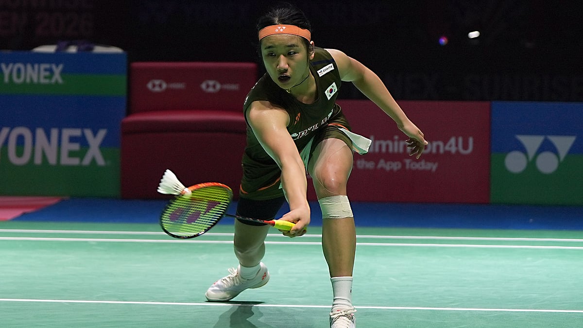 BAI : An Se Young of South Korea in action during the womens singles semi-finals of India Open 2026.