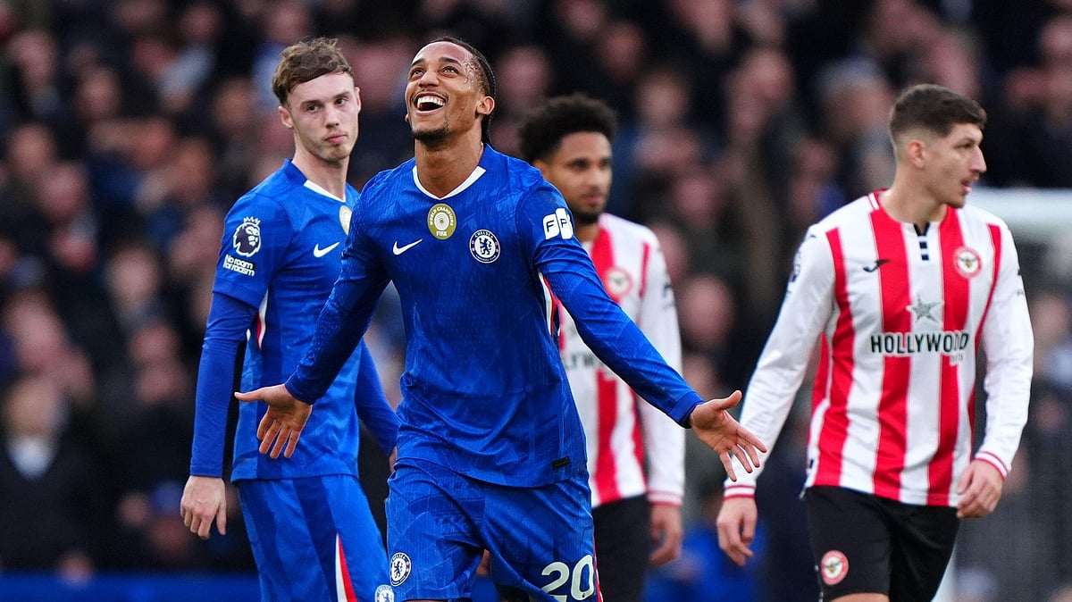 (Bradley Collyer/PA via AP) : Chelsea's Joao Pedro celebrates scoring during the English Premier League soccer match between Chelsea and Brentford in London, Saturday Jan. 17, 2026.