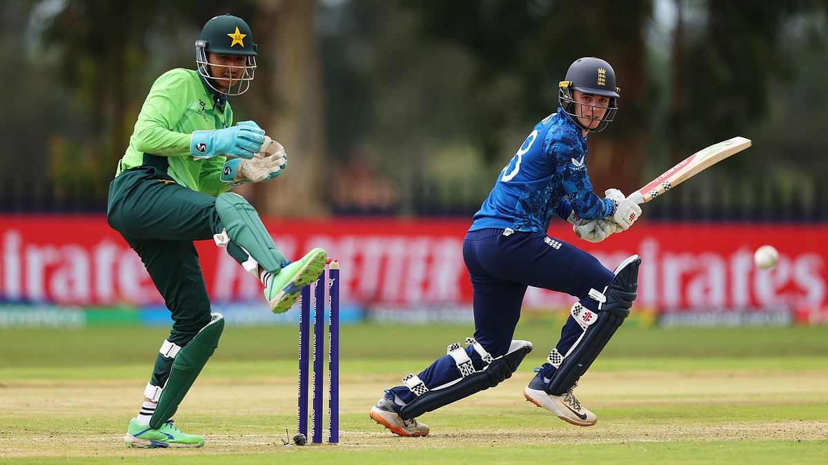 | Photo: X/cricketworldcup : Pakistan U19 in action during their ICC U-19 Cricket World Cup match against England on January 16, 2026.