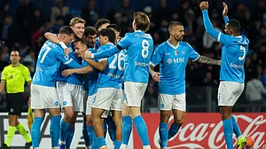 | Photo: LaPresse/Alessandro Garofalo via AP : Napoli's Stanislav Lobotka celebrates after scoring the opening goal during the Serie A soccer match between Napoli and Sassuolo in Naples, Italy, Saturday, Jan. 17, 2026.