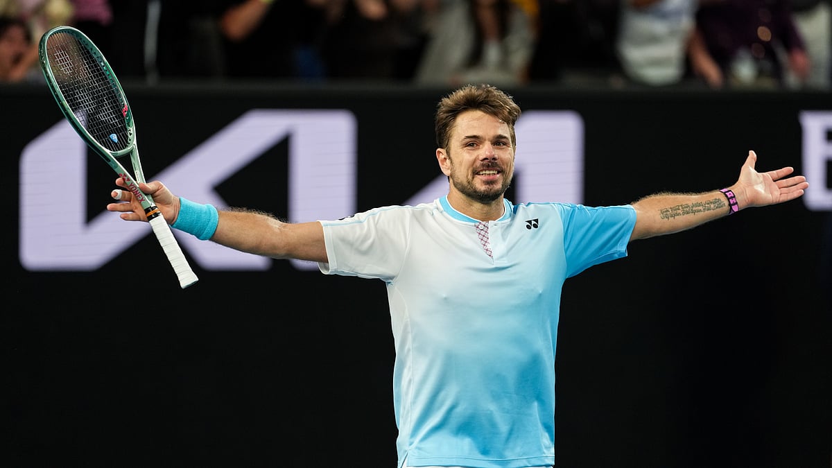 Stan Wawrinka celebrates his second-round victory