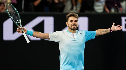 Stan Wawrinka celebrates his second-round victory