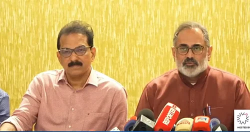 Screengrab : From L-R, Sabu M. George and Rajeev Chandrasekhar.