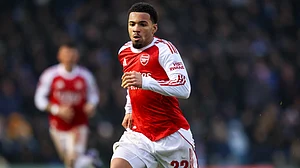 File photo of Ethan Nwaneri in action for Arsenal.