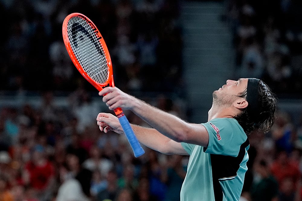 | Photo: AP/Asanka Brendon Ratnayake : Taylor Fritz of the U.S. reacts after defeating Stan Wawrinka of Switzerland during their third round match at the Australian Open tennis championship in Melbourne, Australia.
