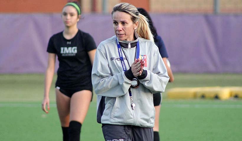 | Photo: X/FemeninoFVF : File photo of Pamela Conti in charge of the Venezuela's womens football team.