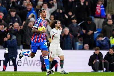 | Photo: Jordan Pettitt/PA via AP : Crystal Palaces Chris Richards after scoring during the English Premier League soccer match between Crystal Palace and Chelsea in London.