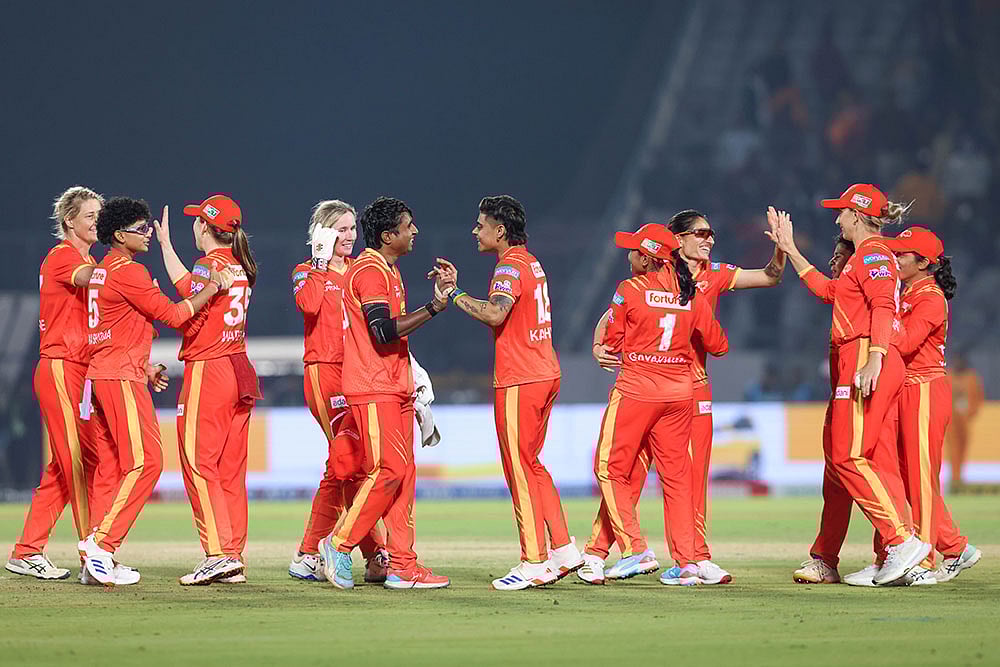| Photo: BCCI via PTI  : Gujarat Giants players celebrate after winning the match against Delhi Capitals during the Women’s Premier League (WPL) 2026 T20 cricket match at the BCA Stadium, in Vadodara, Gujarat.
