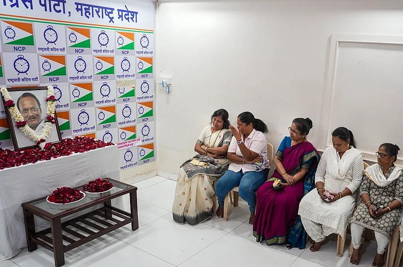 PTI : NCP workers mourn the death of party leader and Maharashtra Deputy Chief Minister Ajit Pawar, at the party office in Mumbai, Wednesday, Jan. 28, 2026.