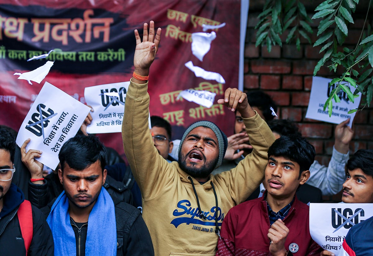 PTI : Students protest against UGC Act at Delhi University