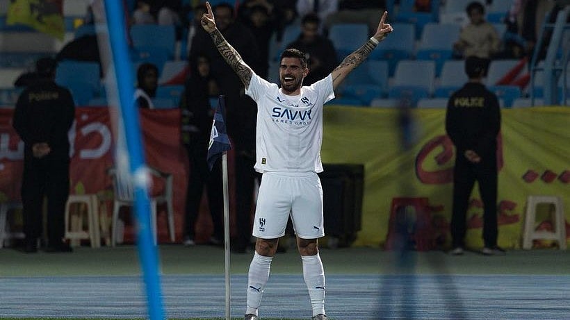 | Photo: X/Alhilal_EN : Al-Hilal's Ruben Neves celebrates after scoring in the Saudi Pro League match against Al-Qadisiyah on January 29, 2026.